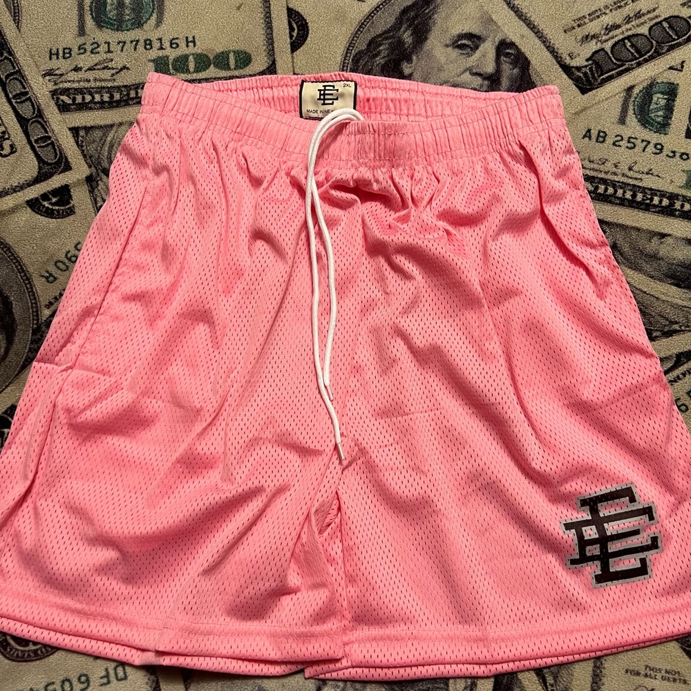 Pink Mesh Shorts with Logo